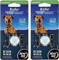 Nite Ize NiteDog Rechargeable Dog Collar Light - Weatherproof Disc-O Tech 4 Colors, 5Hr Battery, 2 Pack for Night Walks & Camping