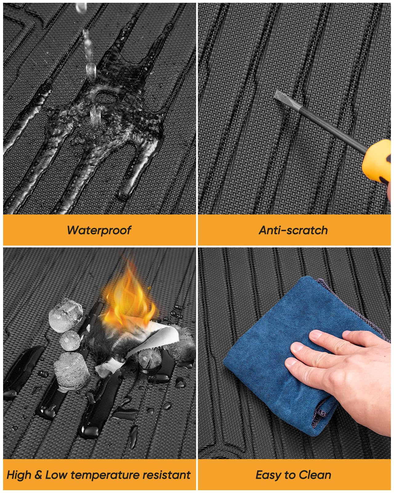 All Weather Floor Mats Cargo Liner Custom Fit for Chevy Traverse 2009-2017 Only Fits Captains Chairs Front 2nd — view 9