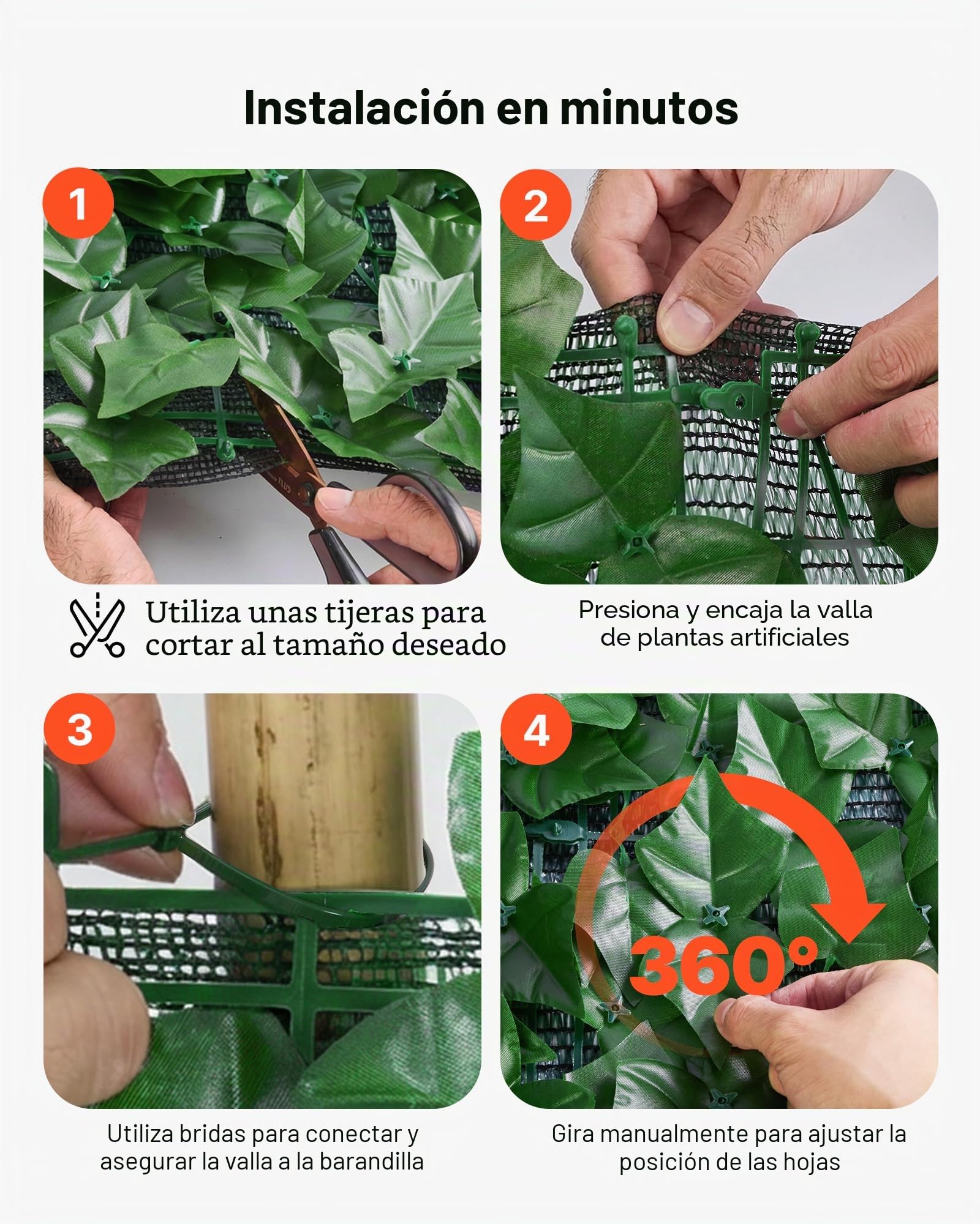 VEVOR Valla de Privacidad de Hiedra, Pantalla de Pared Verde Artificial, Valla de Hiedra Verde con Respaldo de Tela de Malla y Junta Reforzada, Setos Falsos Decoración de Hojas de Vid para Jardín