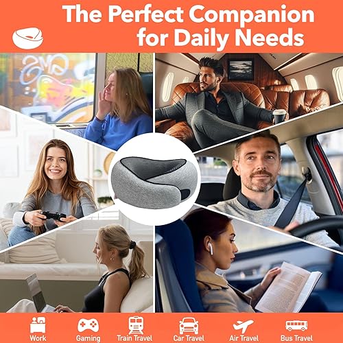 Miniatura 6 de Almohada de viaje  Almohada de espuma viscoelástica de alta densidad con soporte envolvente de 360. Diseño ergonómico. Ideal para viajes en avión y
