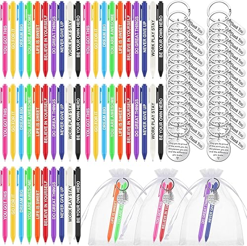 Sasylvia El juego de 150 bolígrafos de agradecimiento a granel para empleados incluye 50 bolígrafos inspiradores, 50 llaveros de agradecimiento de disponible en Yaxa Peru