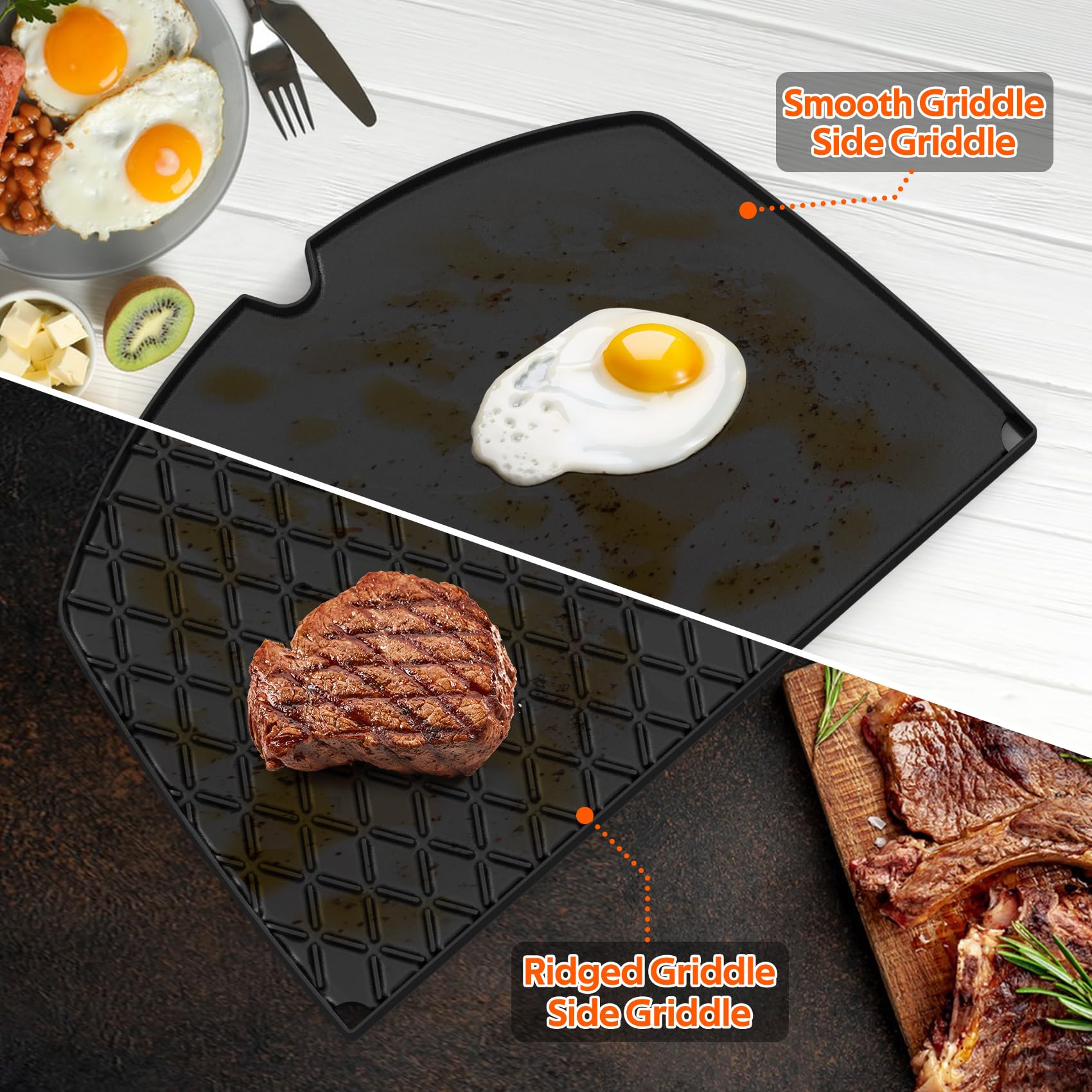 Onlyfire Plaque de Cuisson Réversible Fonte pour Weber Q300 Q320 Q3000 Q3100 Q3200 Remplacement 6506
