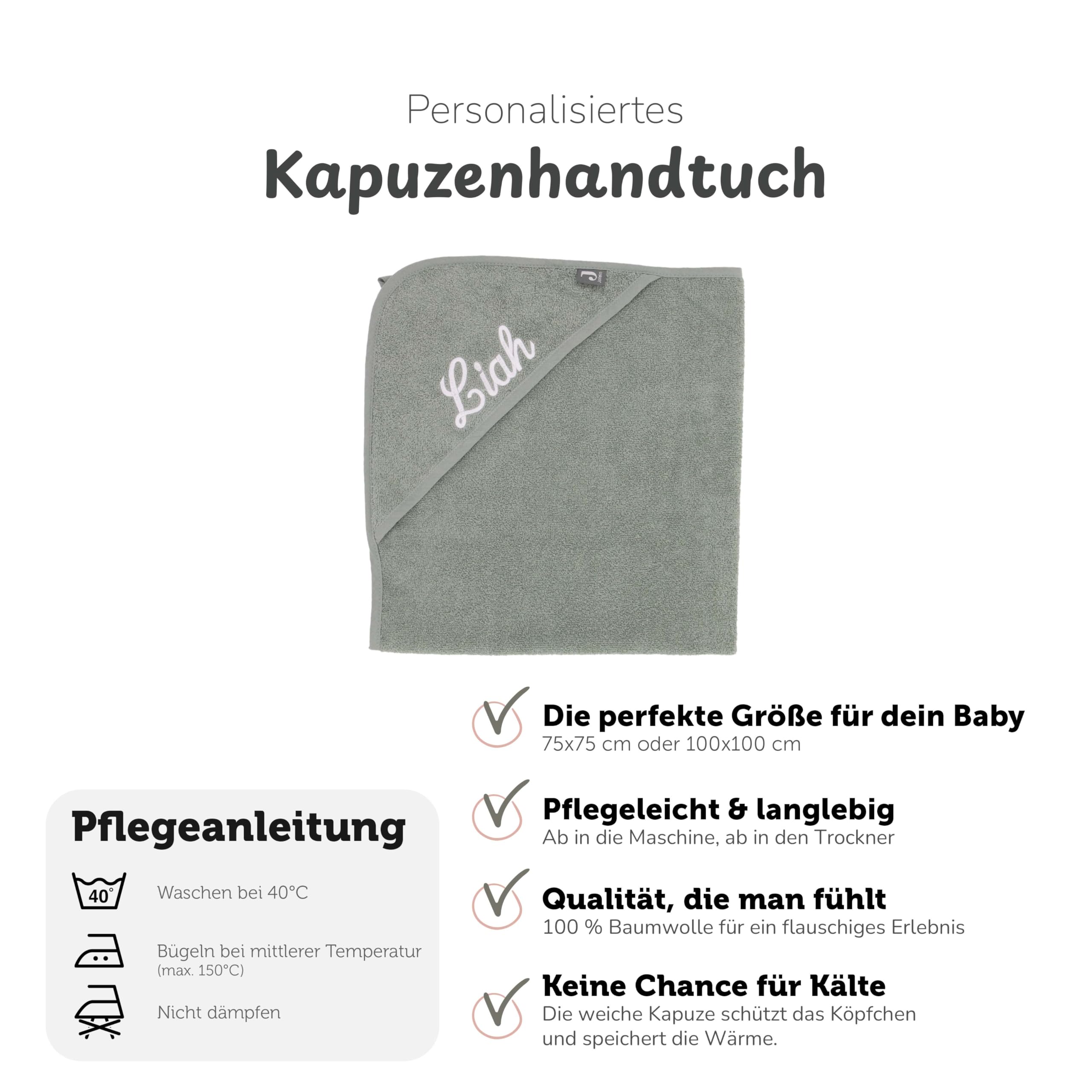 Kidsmood - personalisiertes Kapuzenhandtuch Baby | Niedliches Babyhandtuch, Bestickt mit Namen | Flauschig & sicher für zarte Babyhaut Liebevolles Geschenk zur Geburt Mädchen & Jungen (75x75 cm)