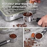 Kit Barista Tamper 58mm,Tasseur Café,WDT Outil,Anneau de Dosage et Tapis en Silicone Set,Accessoires Machine Expresso Compatible Porte-filtre 58mm - 3