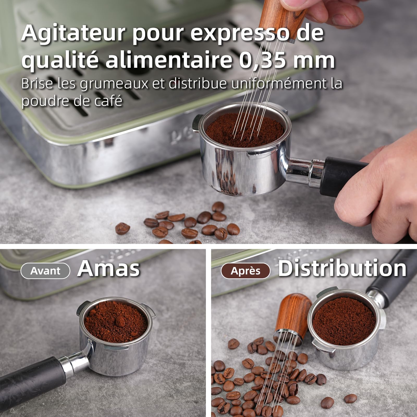 Kit Accessoires Espresso 53.5 Mm,WDT Outil,Ensemble Passoire