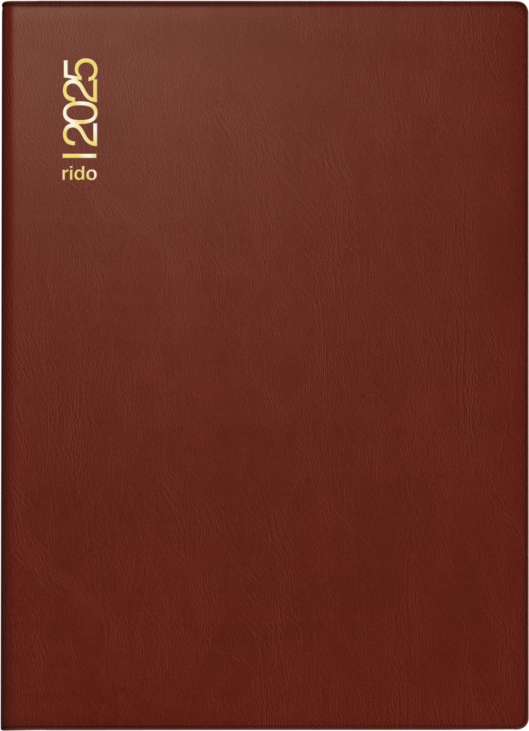 rido/idé Pocket Diary Model Technik II (2025), 1 Page = 2 Days, A6, 304 Pages, Plastic Cover, Bordeaux, red
