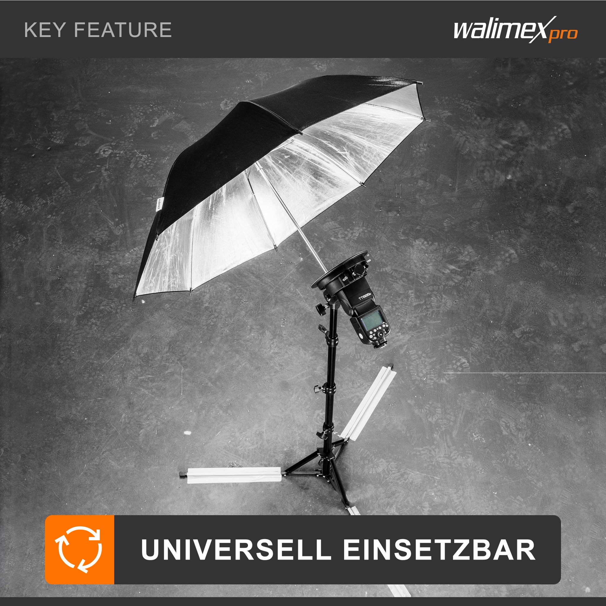 Walimex pro GN-806 Lampenstativ bis 215 cm Arbeitshöhe, Lichtstativ bis 5 kg Traglast, höhenverstellbares Blitzstativ aus Aluminium für Fotostudio und Mobil, für Video, Blitz, Softbox und Ringlicht