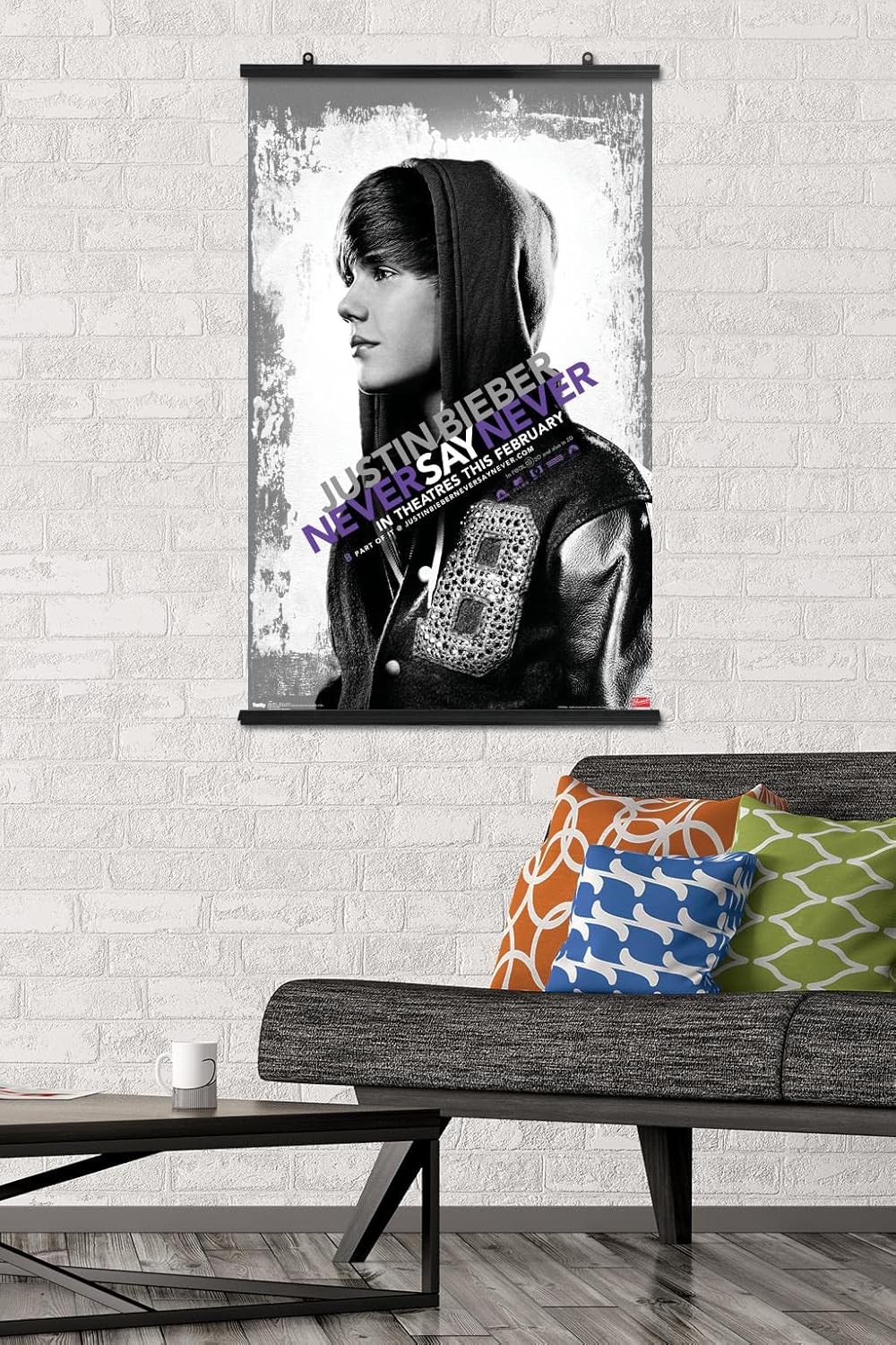 Trends International Justin Bieber - Never Say Never Wall Poster, 22.375" x 34", Black Framed Version