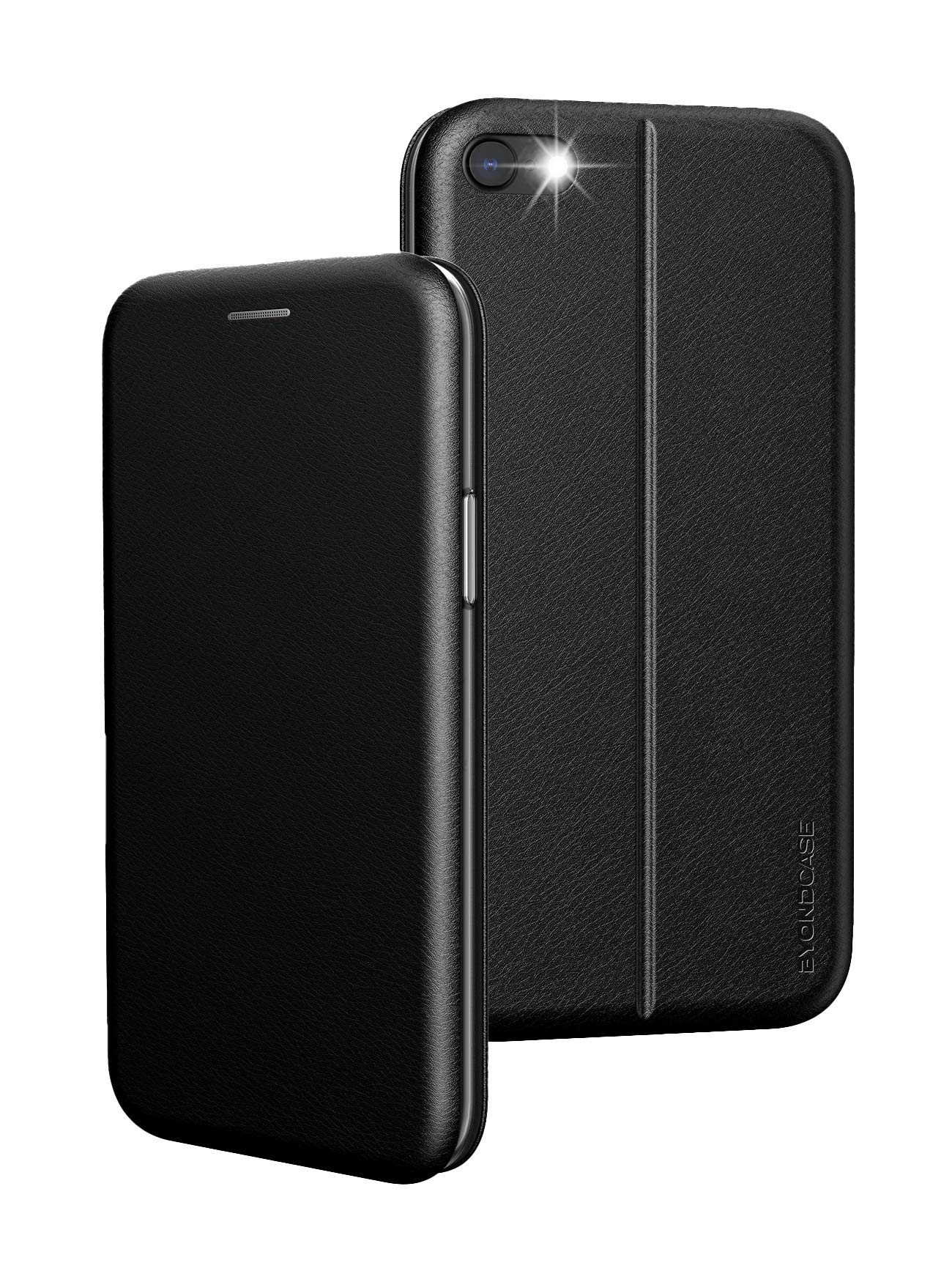 BYONDCASE iPhone 8 Flip Case Schwarz, iPhone 7 Hülle [iPhone