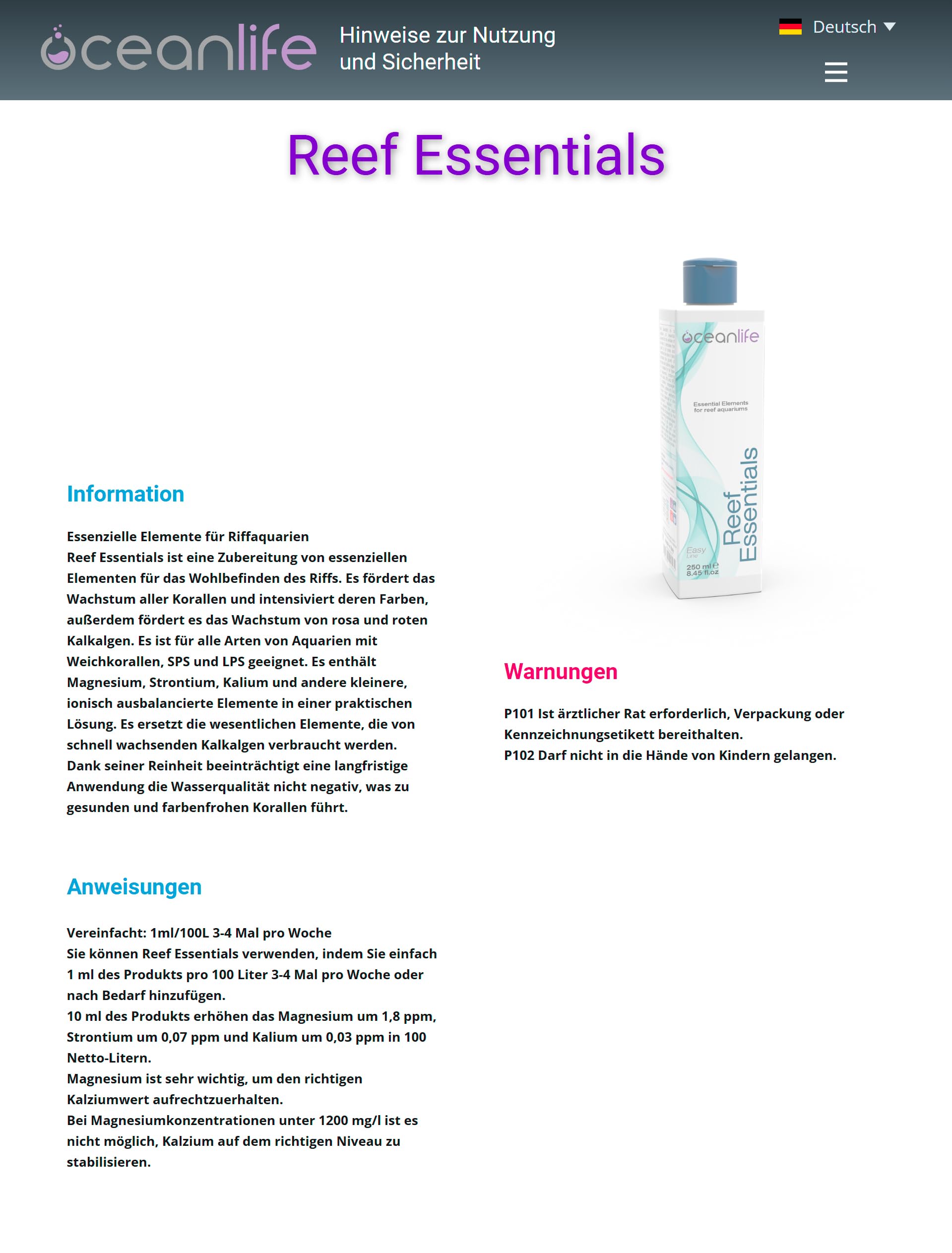 Oceanlife Reef Essentials - 5000 ml - magnesio, stronzio e potassio per acquari marini