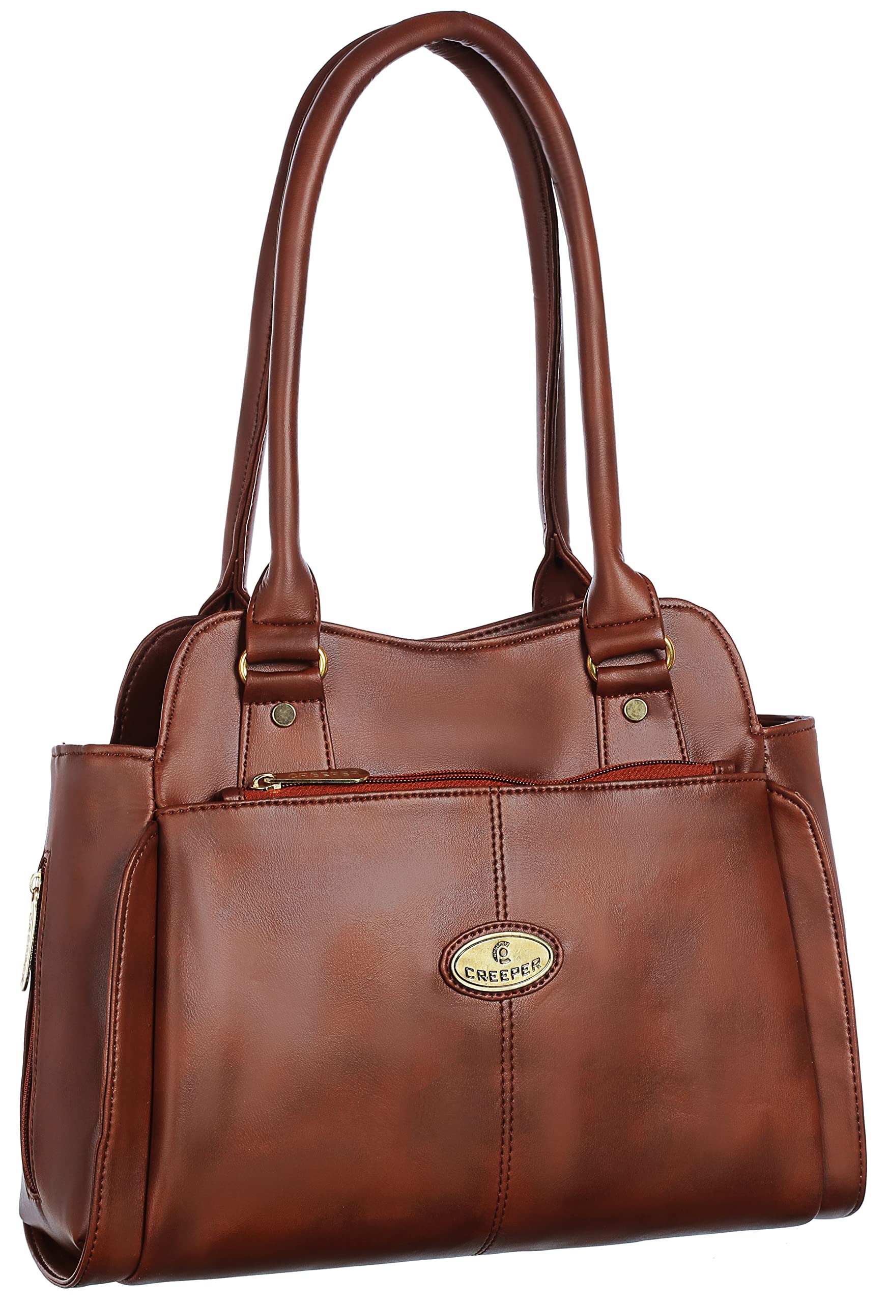 creeper Womens PU Leather Large Capacity Shoulder Tote Handbag with Top Handle & Multi-Pockets (Brown_CR-007) (B08WRS1Y7P) Amazon Price History, Amazon Price Tracker