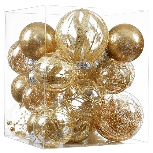 Clear Christmas Ball Ornaments,24ct Shatterproof Plastic Decorative Christmas Ornaments Hanging