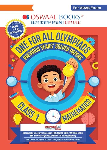 Oswaal One For All Olympiads Class 1 Maths Prep-Guide Book | Chapter-wise Previous Years' Solved Papers | Questions for SOF IMO & Other Olympiad Exams 2026 | With Sample Practice Papers & Oswaal.AI