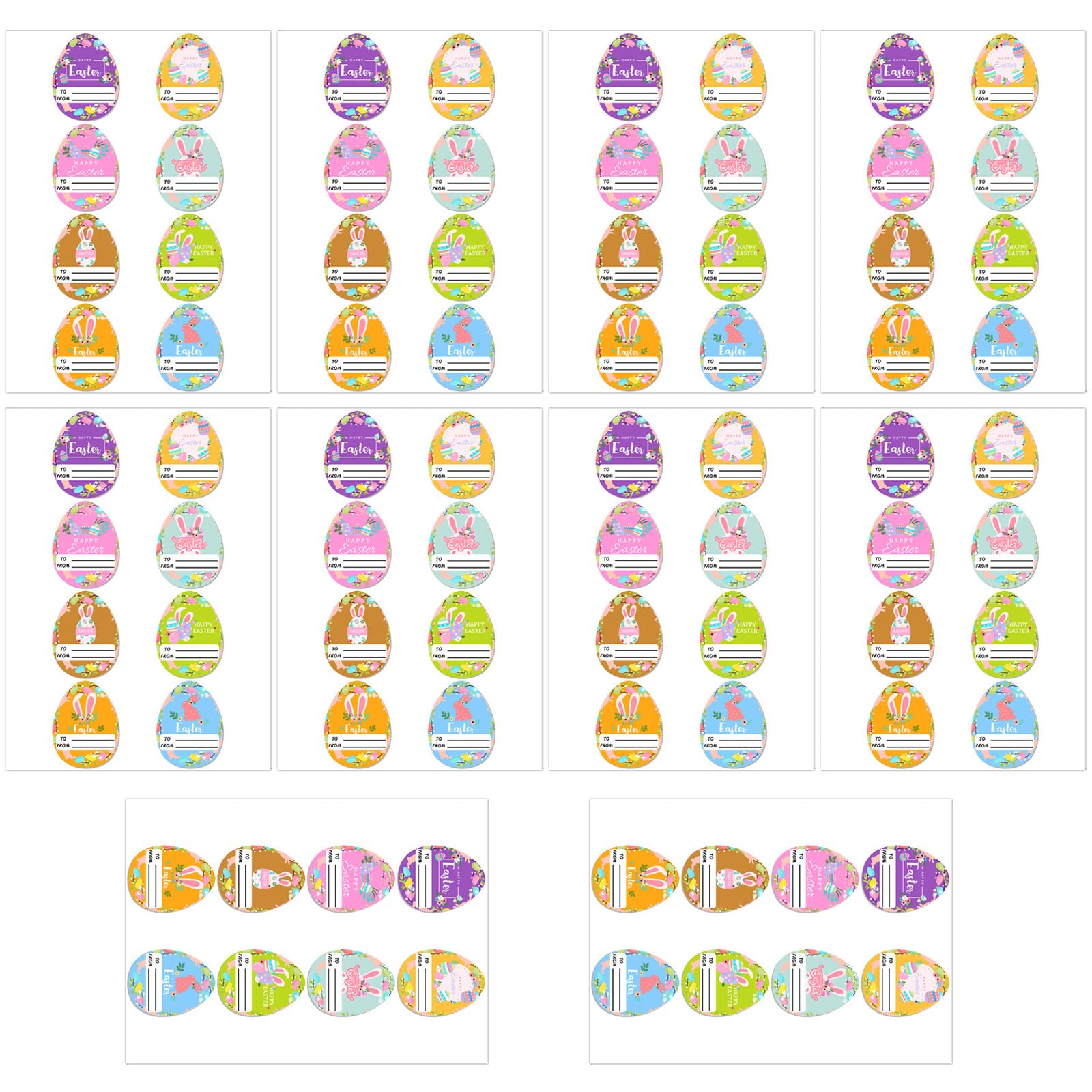 80Pcs Rabbits Eggs Name Sticker Wrapping Label Festival Decoration for Scrapbooking Planner Album Seal Envelope Bunnies