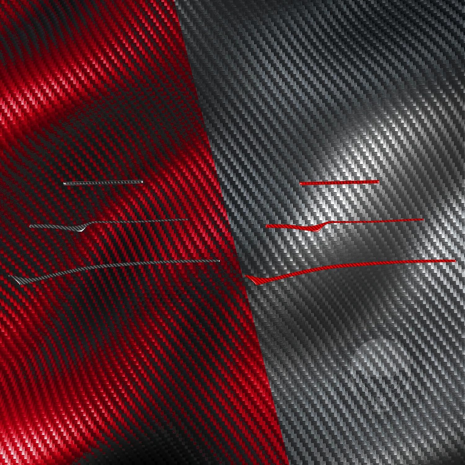 NVCNX Real Premium Carbon Fiber Accessories Compatible with KIA Stinger GT 2018-2023 2019 2020 2021 2022 Car Dashboard Decoration Strip Dash Cover Interior Trim Sticker Red