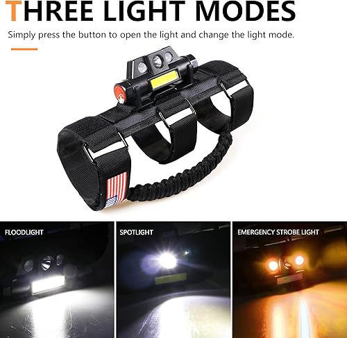 Miniatura 3 de Asas de agarre de barra antivuelco con luz de cúpula para Jeep Wrangler CJ YJ TJ JK JL Gladiator JT 1945-2024 2.0-4.0 pulgadas, jaula antivuelco,