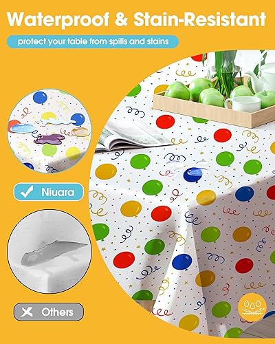 Miniatura 2 de Mantel de Mesa de Plástico Rectangular con Globos de Cumpleaños, Paquete de 4, Mantel de 54''×108'' para Mesas de 6 pies, Mantel para Uso Globo