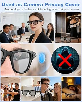 4Pcs 180°Rotating LED & Camera Privacy Light Cover Blocker Compatible with Ray Ban Meta(Gen 1 & 2) Wayfarer/Skyler/Headliner & Oakley Meta HSTN AI Smart Glasses Accessories, Translucent