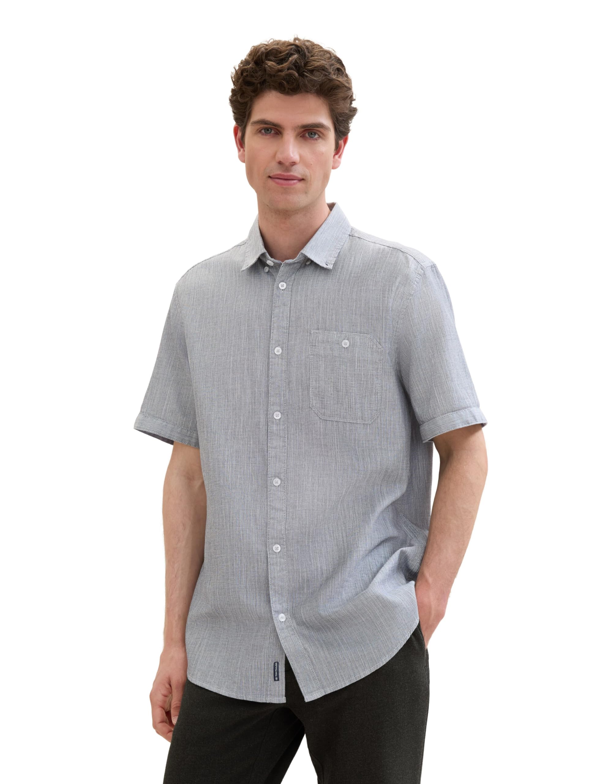 TOM TAILOR Men's Shirt, 35437 - Navy White Structure, S