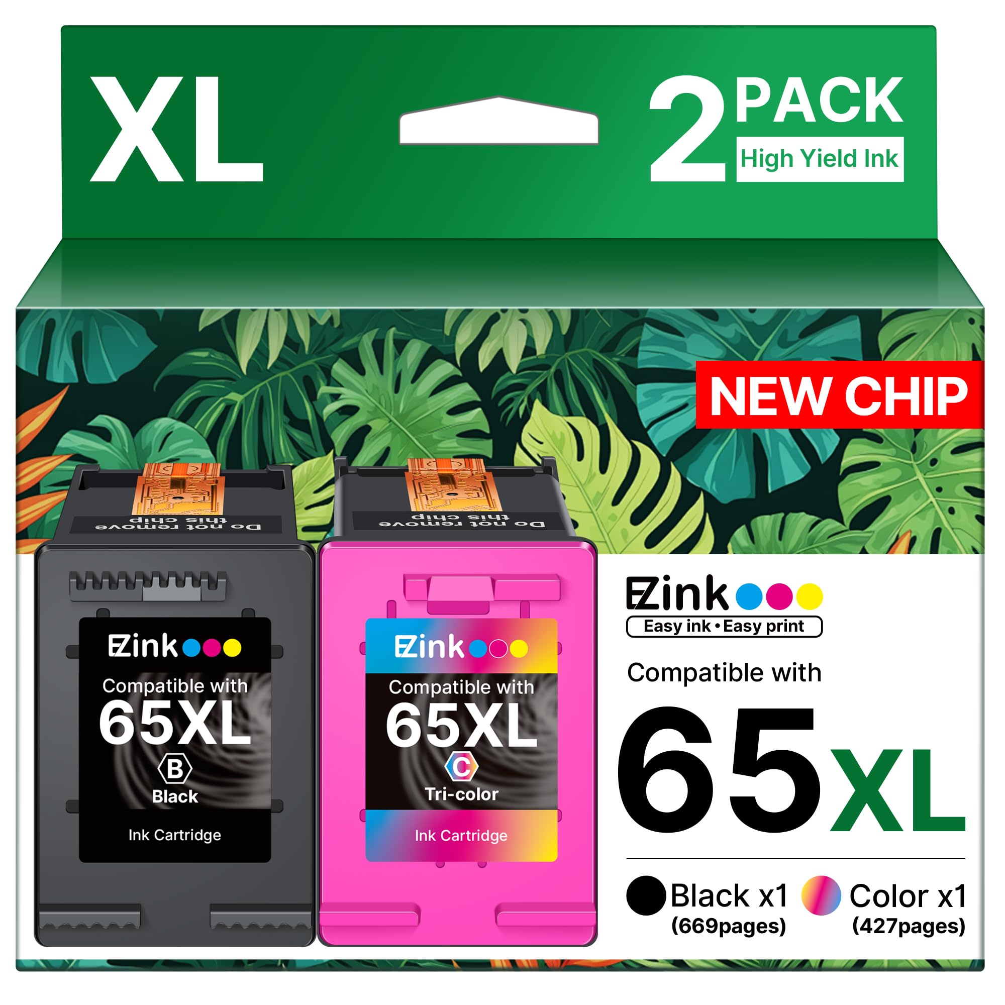 65XL 65 XL Replacement for HP 65XL Ink Cartridges Black/Color Combo Pack