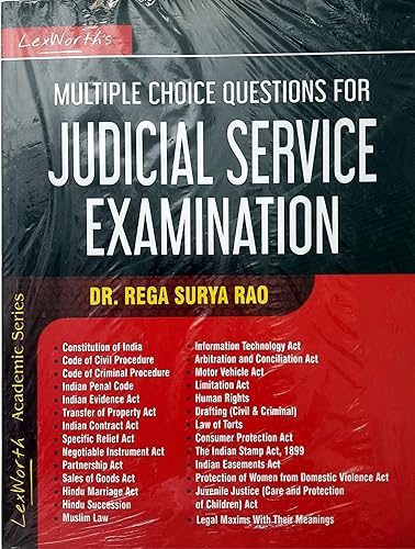 A very unique guide containing Multiple Choice Questions for JUDICIAL SERVICE EXAMINATION / Repeated MCQs from 26 important Acts with Answers