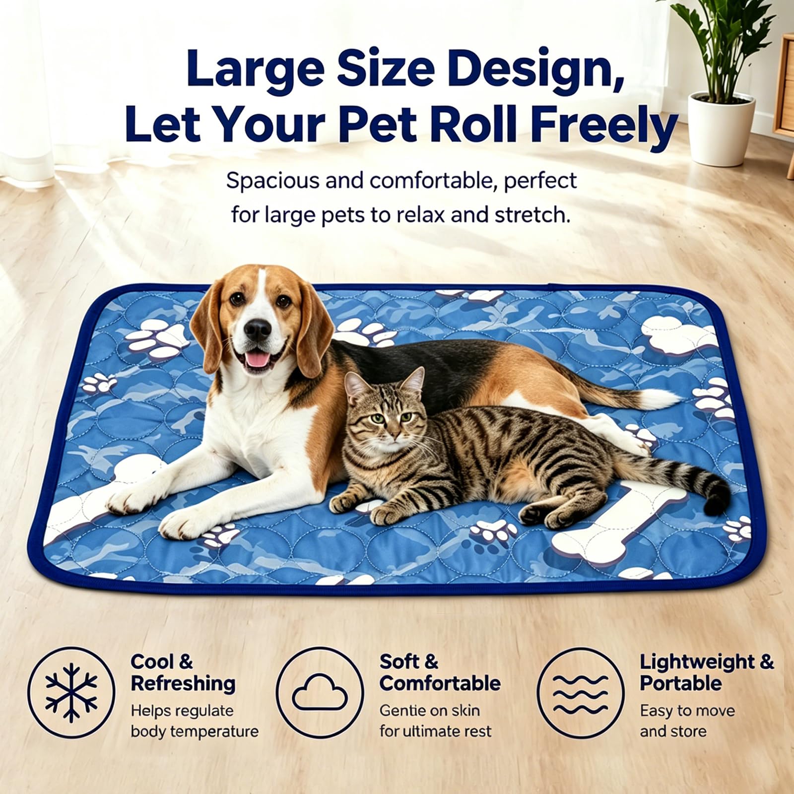 Tappetino Refrigerante Per Cani Gatti 100X70CM,Tappetino Rinfrescante Auto-Raffreddante Antiscivolo Per Cani Gatti,Pieghevole Lavabile,Adatto Per Pavimenti,Divani Gabbie Per Animali Domestici