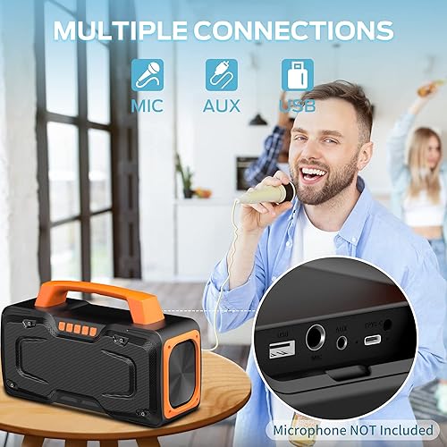Miniatura 4 de BUGANI M118 - Bocina Bluetooth transportable, 50 W de gran potencia, carga rápida, entrada de micrófono, altavoz Bluetooth para exteriores, fiestas,