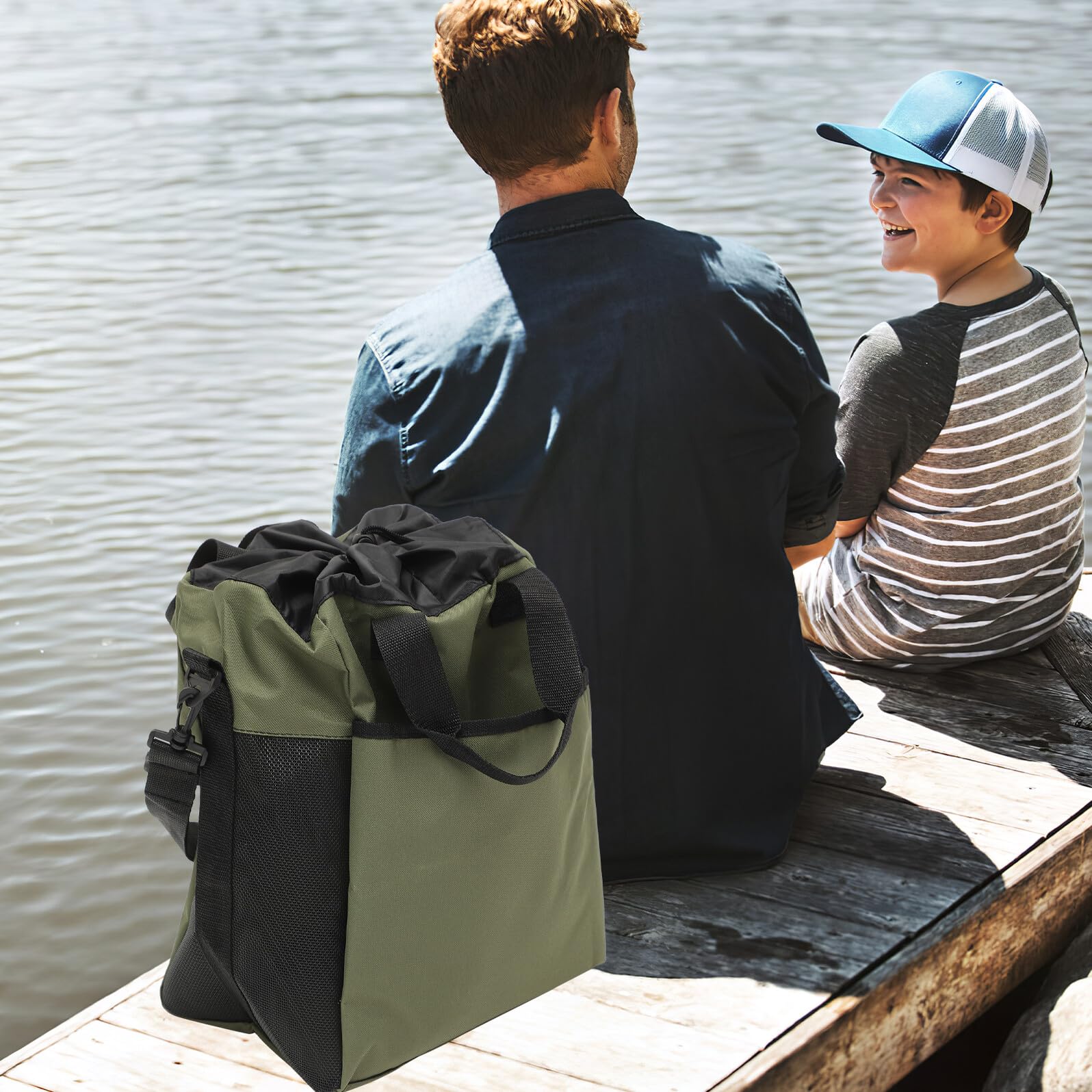 Borsa per Stivali da Pesca all Aperto Oxford Cinghie Regolabili e Rete Traspirante, Contenitore per Stivali da Pesca e Wader
