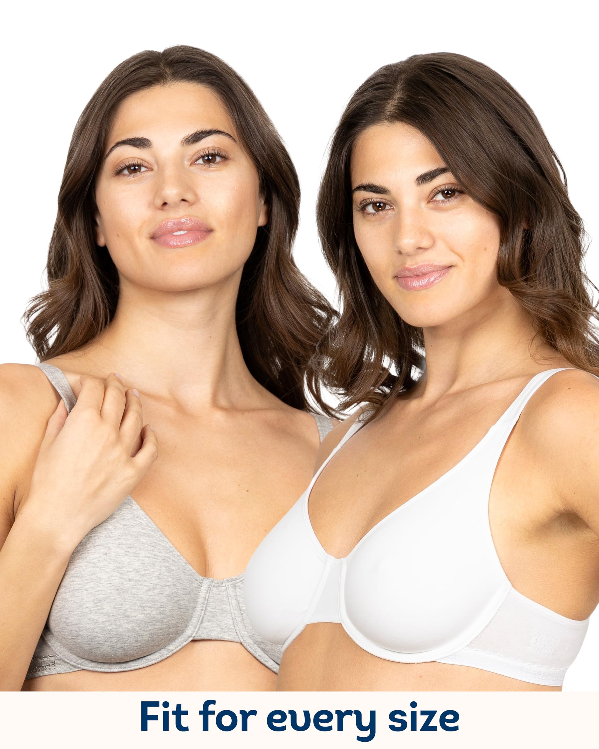 Fruit of the Loom Unlined Underwire Bra - Cotton & Spandex Blend For Natural Shape and Flexibility Sujetador Mujer (Pack de 2)