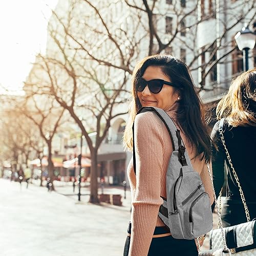 Miniatura 9 de Mochila cruzada antirrobo, carga USB, mochila ligera para viajes, senderismo, todos los días, Cuero vegano pizarra, Compacto