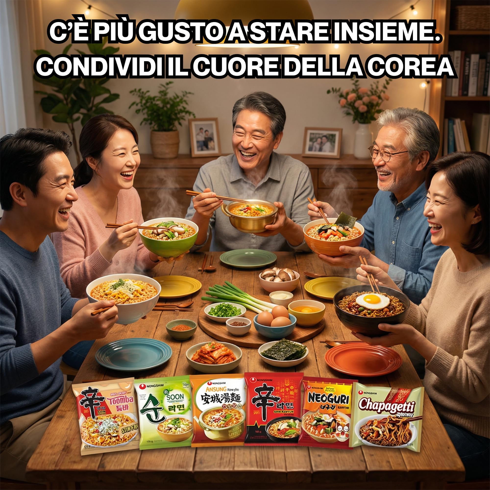 Hu Taste Kit Ramen Coreano 12 Pack - Mix Noodles Istantanei Assortiti: Classico, Piccante, Mare, Veggie, Crema e Pasta Scura - Box Cibo Asiatico Pronto - Set Noodles Ramen Spicy e Gusti Orientali