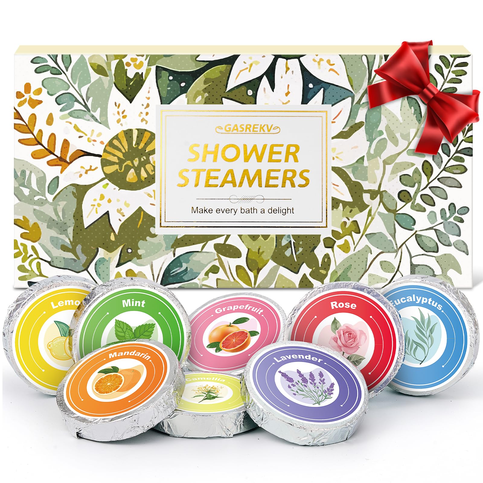 Shower Steamers Aromatherapy 8-Pack Gifts Set - Natural Essential Oil Shower Steamers for Relaxation - Mother's Day, Birthday Presents, Ideal for Stress Relief - Bath Bombs Alternative for Home Spa: A-gold-8pcs