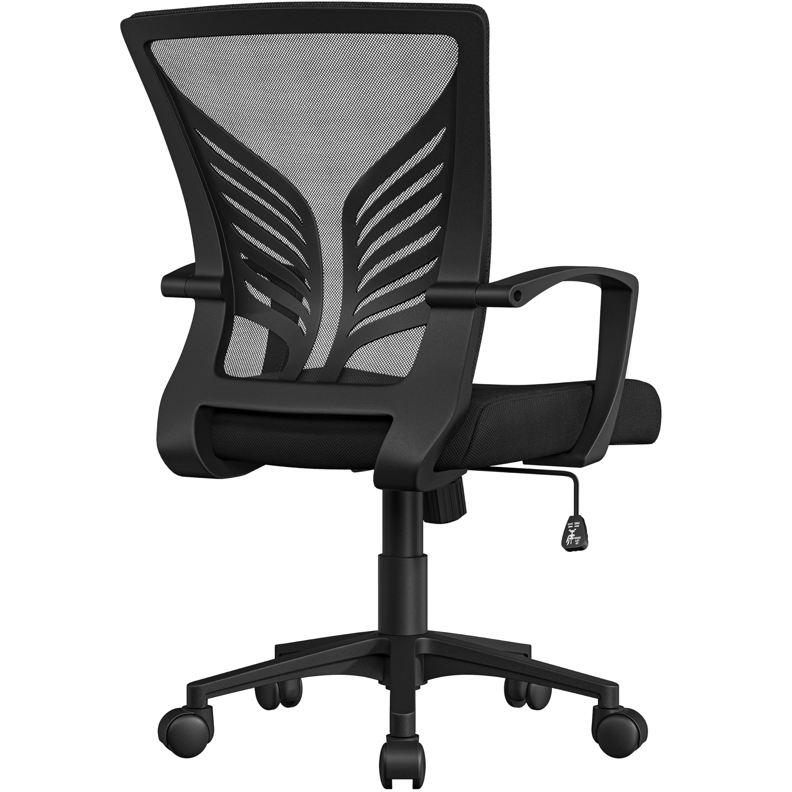 Yaheetech Silla de Oficina con Función de Inclinación, Silla Malla con Soporte Lumbar y Diseño Mariposa para Estudio, Carga Máxima 136kg, Negro