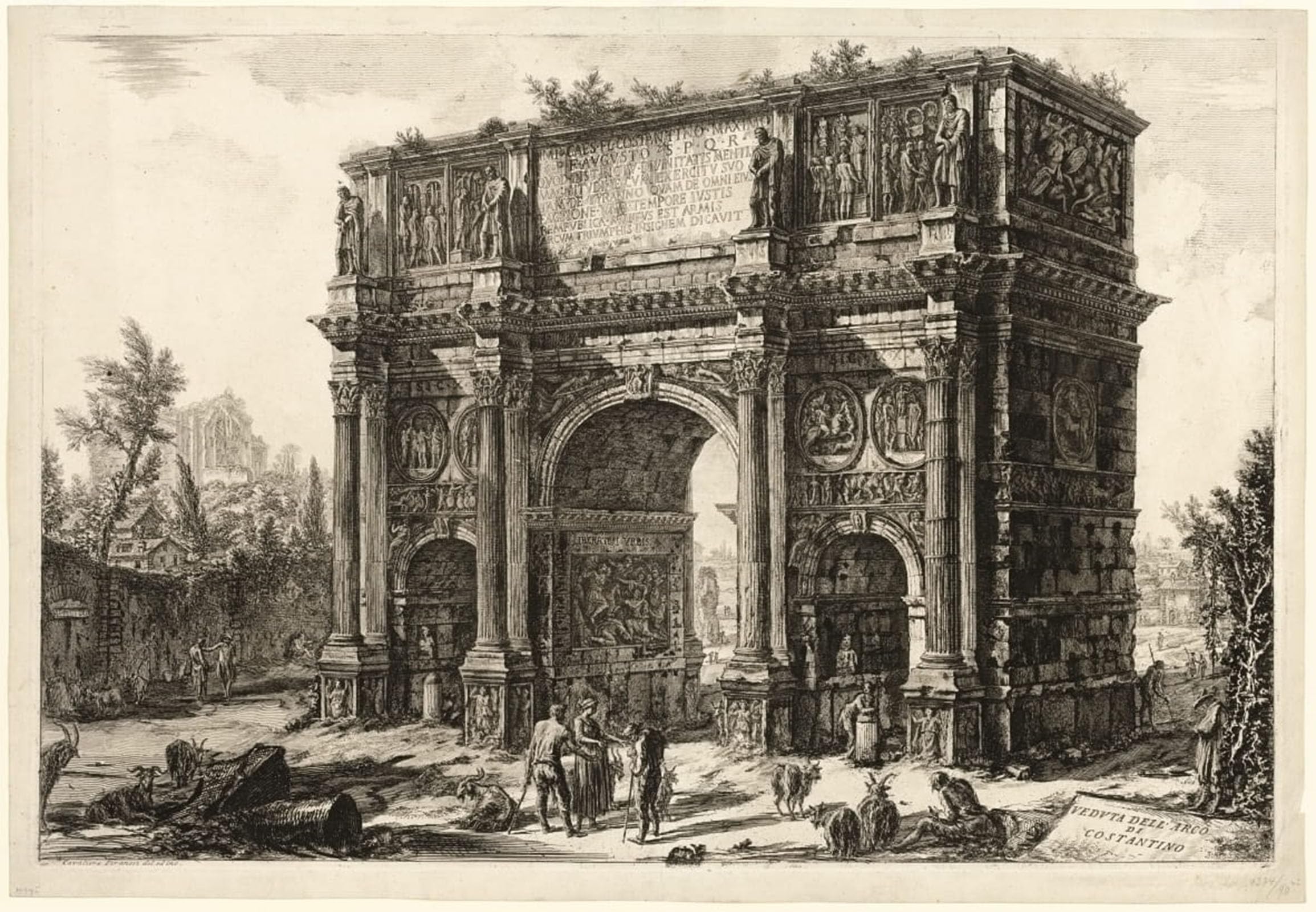 ARTXLXXBN Famous Print Painting Colorful Art Print View of the Arch of Constantine by Battista Piranesi Canvas Art Decorations for Home Decor 60x90cm