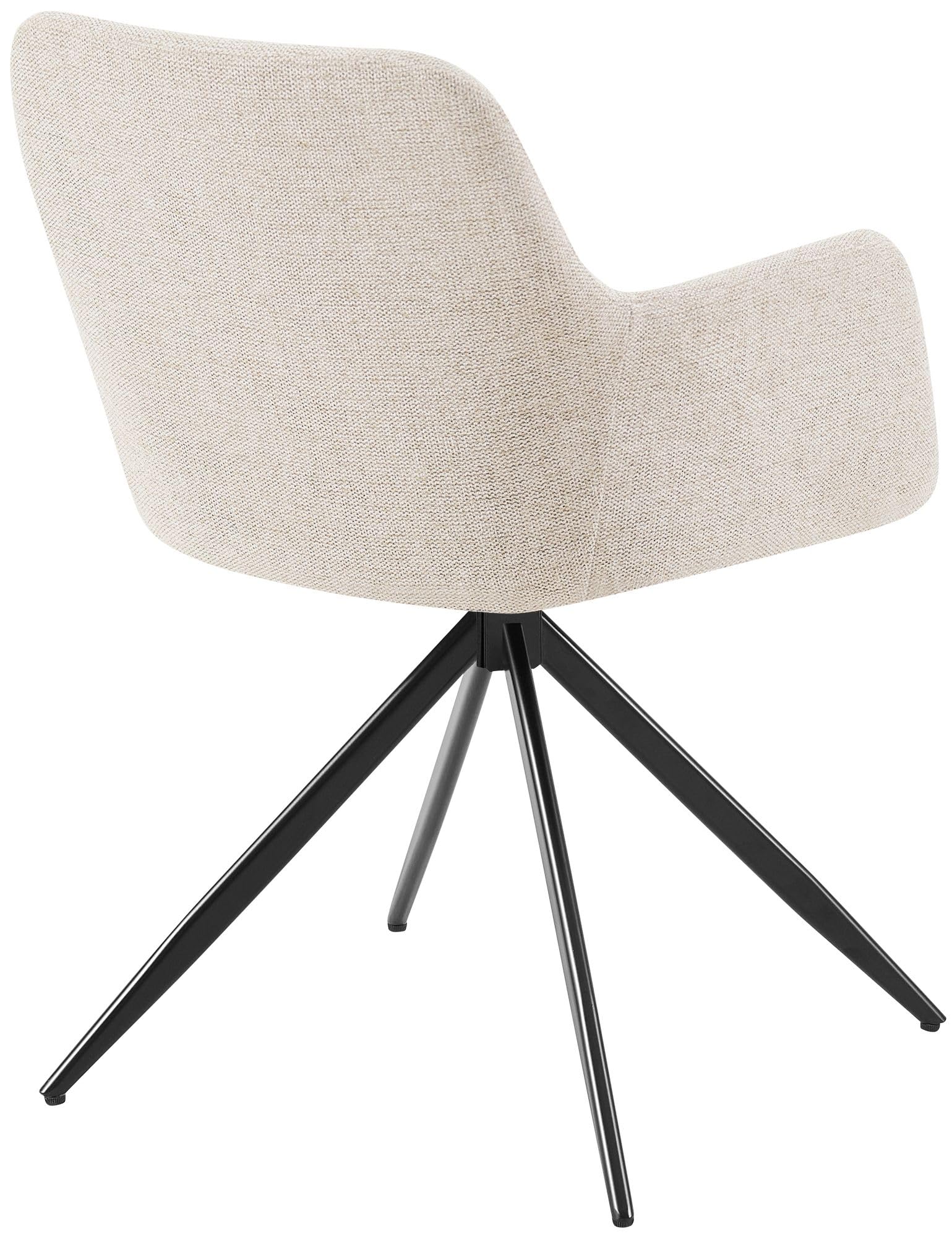 CLP Silla de Comedor giratoria Olema en Tela, butaca 180 Grados con reposabrazos y Respaldo, tapiceria facil de Limpiar Color:Crema