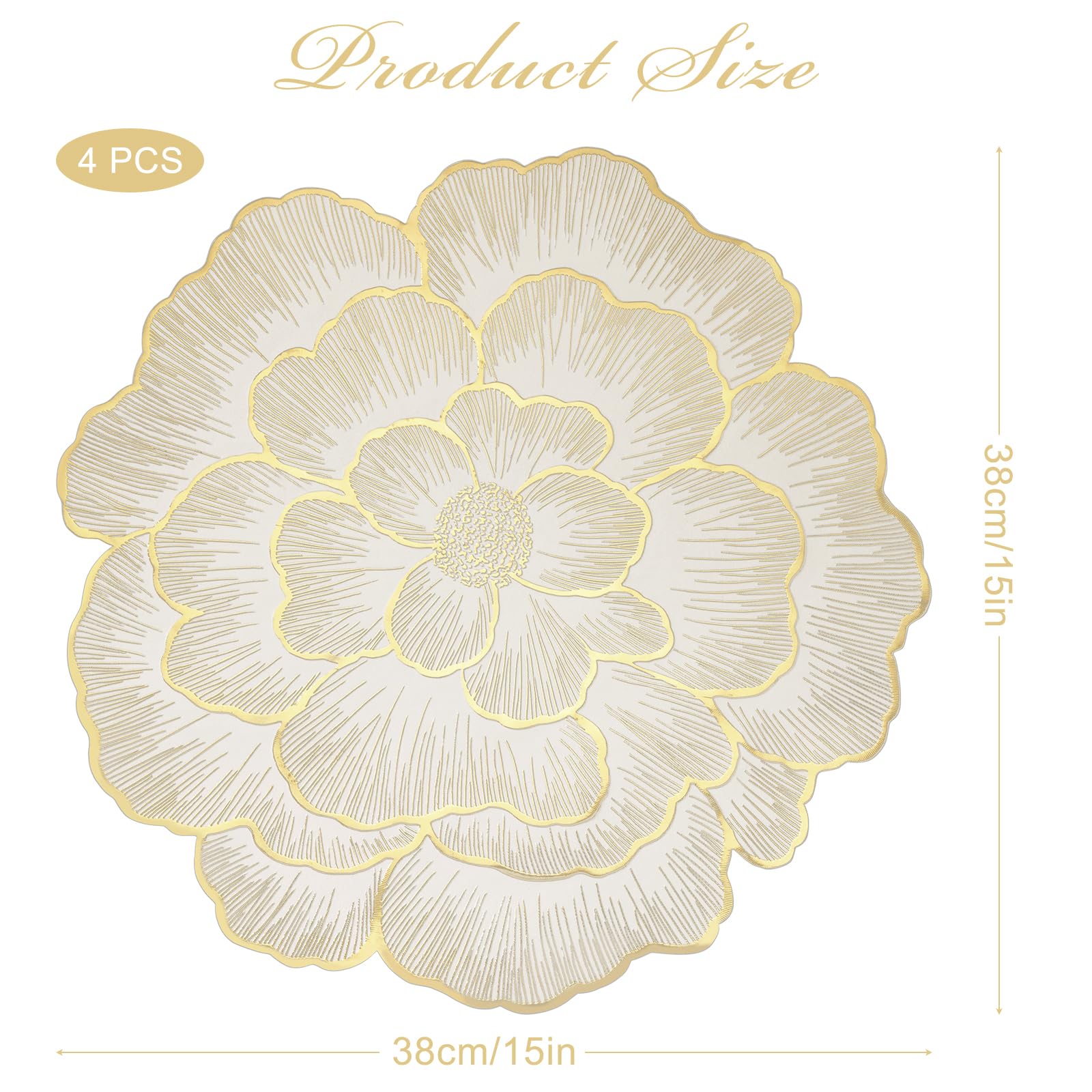 Set De Table Rond Lot De 4 Set De Table Lavable 38cm Dessous De Table Pour Isolation Thermique De Assiette Et De Decoration De Table Or 98841089