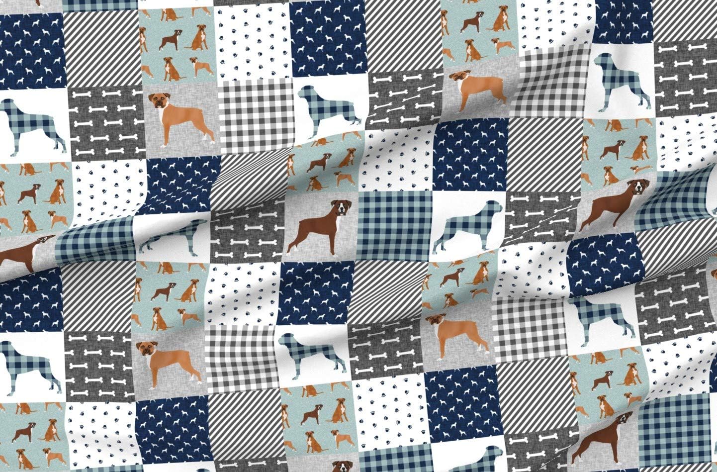 Spoonflower Fabric - Boxer Pet Quilt Dog Breed Nursery Cheater Wholecloth Dogs Portrait Printed on Organic Cotton Sateen Fabric by The Yard - Sewing Quilting Apparel Home Decor