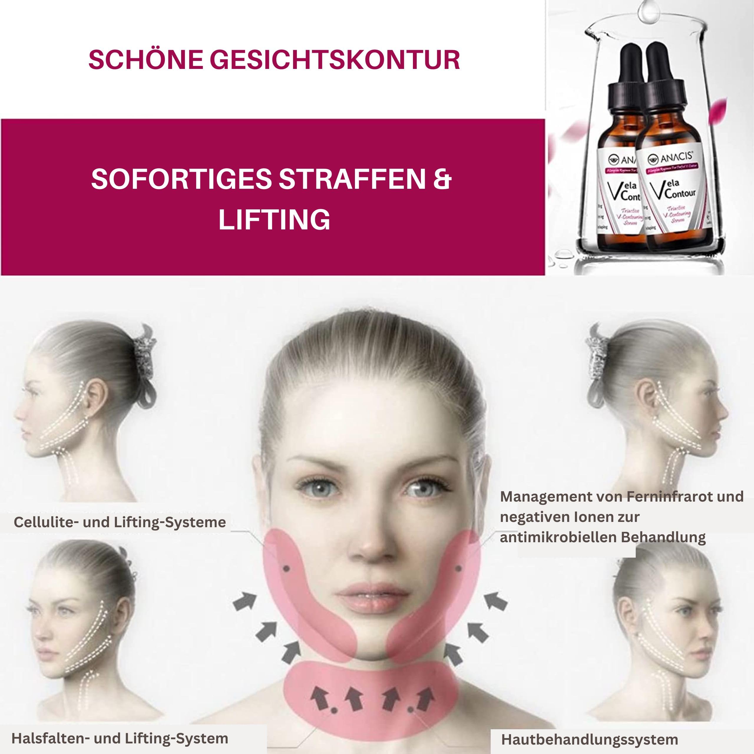 VELA CONTOUR Hals Straffungsserum - Doppelkinn und schlaffe Haut straffen, Halspartie liften - - Konturieren & Reduzieren des Erscheinungsbilds von Doppelkinn und schlaffer Haut am Hals | 30 ml