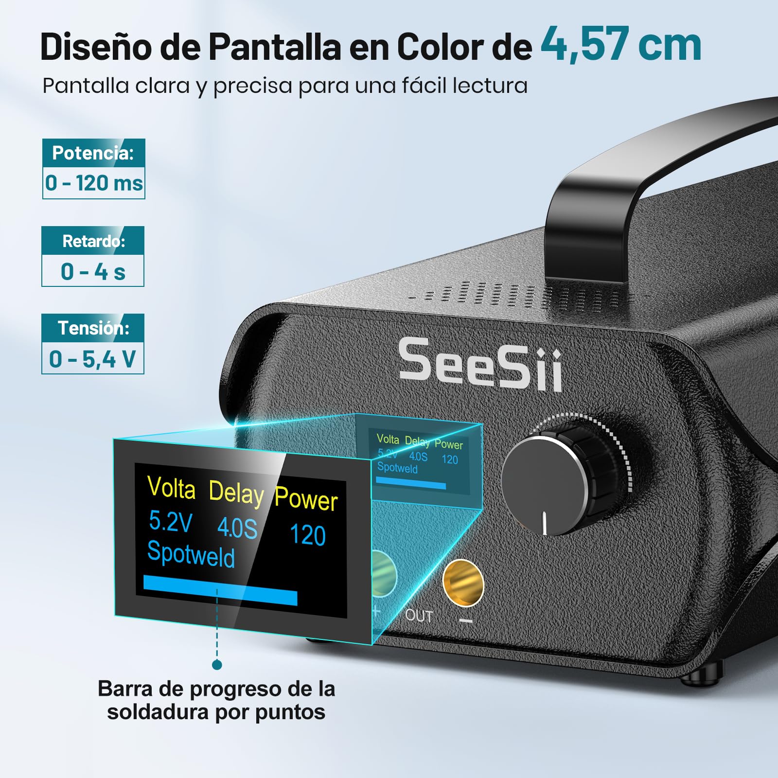 Seesii Condensador Soldador de Punto: Equipo de Soldadura de Puntos Portátil con 3000F Condensador, Spot Welder con 120 Engranajes Ajustables para Tira de Níquel 0,1-0,3 mm