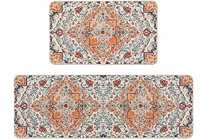 Artoid Mode Orange Kitchen Rug: Vibrant Florals for Bohemian-Chic Kitchens