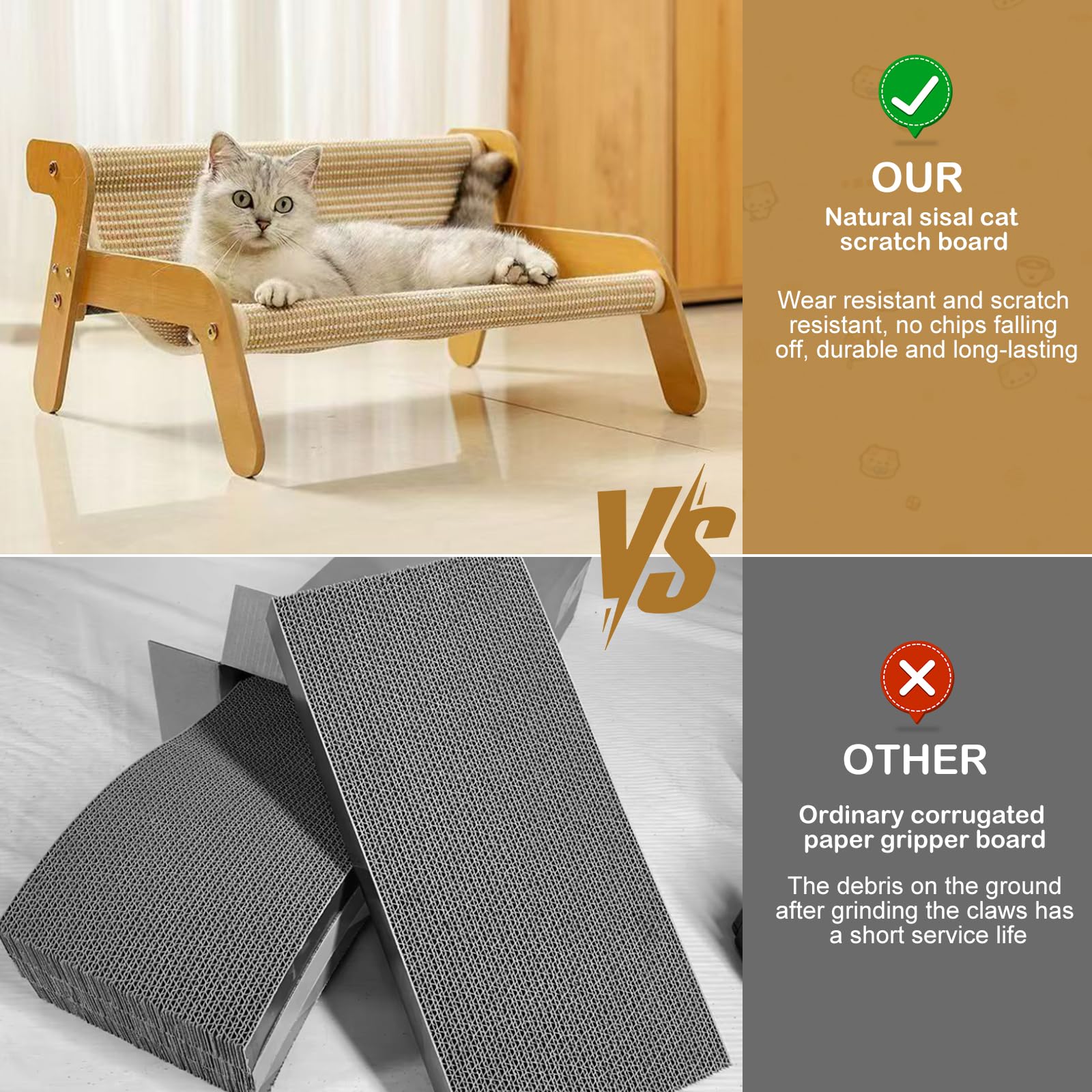 Kratzsofa Katzenbett,Kätzchen Kratzcouch-Sisal Kratzstuhl für Katzen Outdoor&Indoor Katzen-Lounge-Stuhl gegen Langeweile und zum Krallenschärfen,Katzenliege für Zuhause, Wohnzimmer, Garten, Balkon