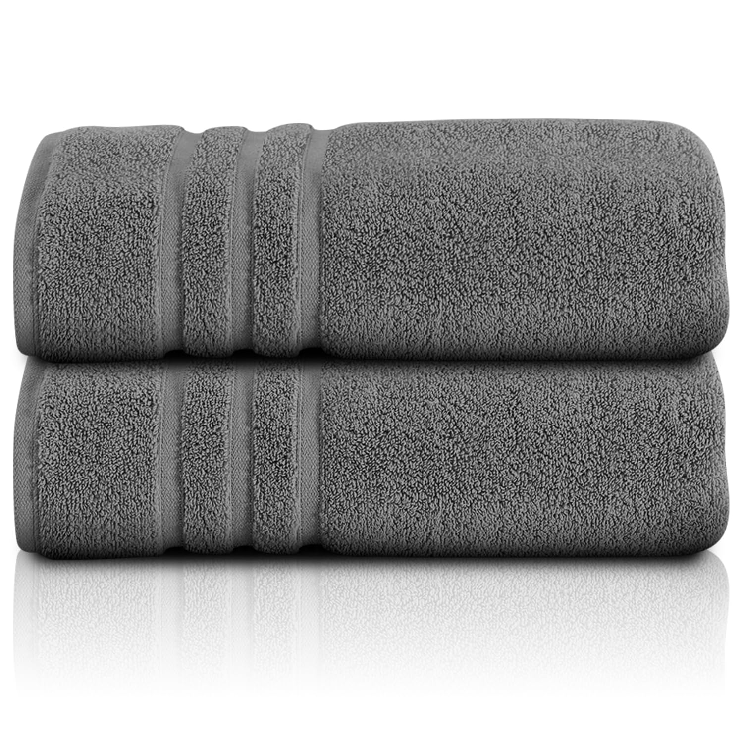Gc Gaveno Cavailia Charcoal Large Bath Sheet (100X180 Cm) - 100% Egyptian Cotton Extra Large Towels Jumbo Bath Sheet - 2 Pack Highly Absorbent Towel Set - Hotel Quality Big Towels,