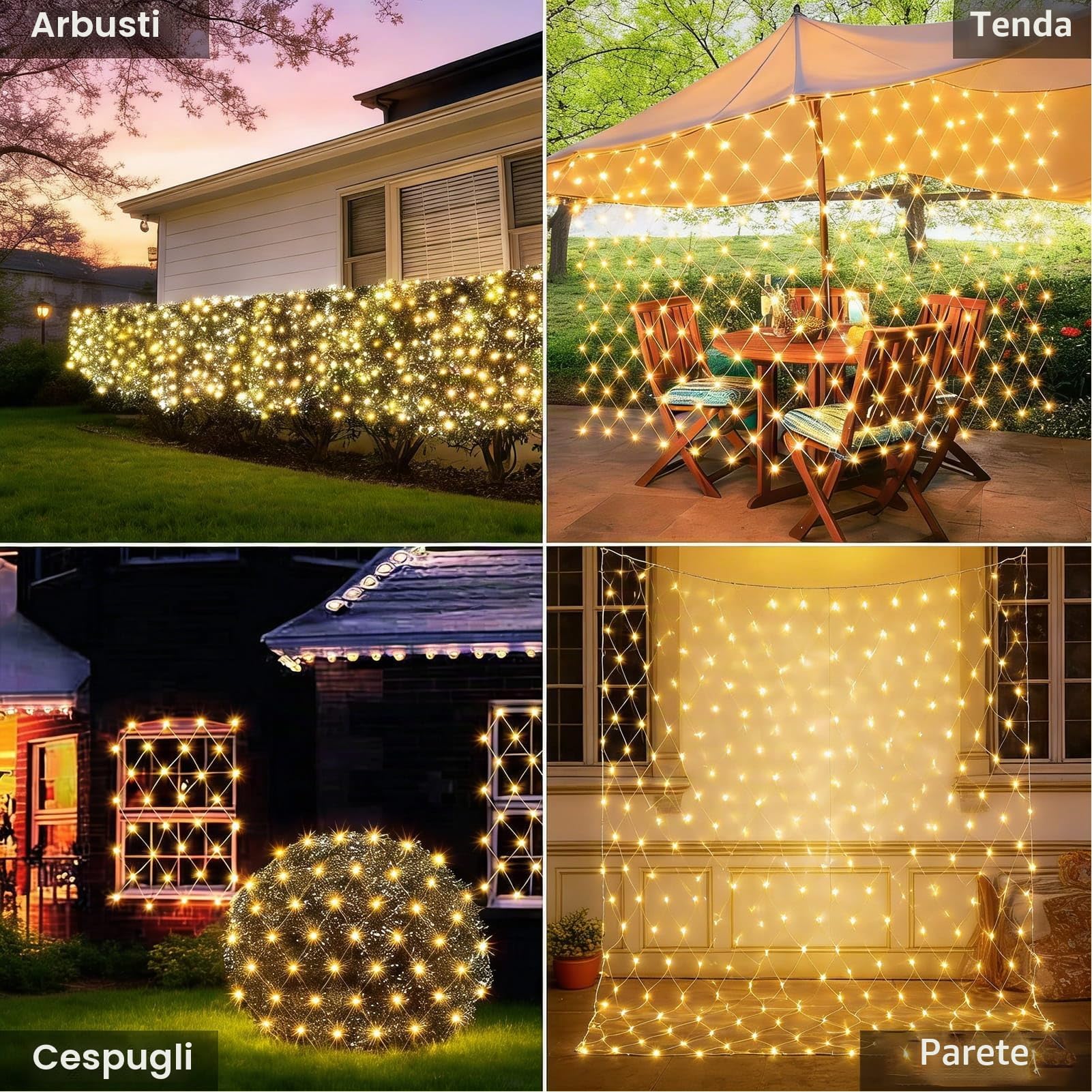 yowin Rete Luminosa da Esterno 3m x 2m 200 LED Catena Luminosa Esterno | Rete con Spina, 8 Modalità e Timer Tenda Luci Impermeabile Prolungabile per Giardino, Gazebo, Terrazzo, Feste e Matrimoni