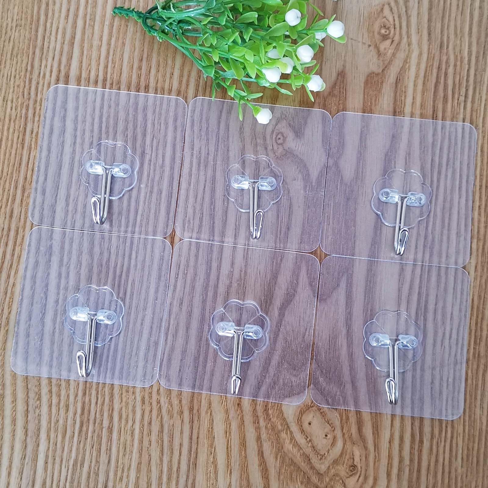 6 Pezzi Ganci Adesivi Trasparenti Impermeabili Senza Chiodi 70MM Appendiabiti da Parete per Cappotti Sciarpe Asciugamani Borse Chiavi in Bagno Cucina Ufficio