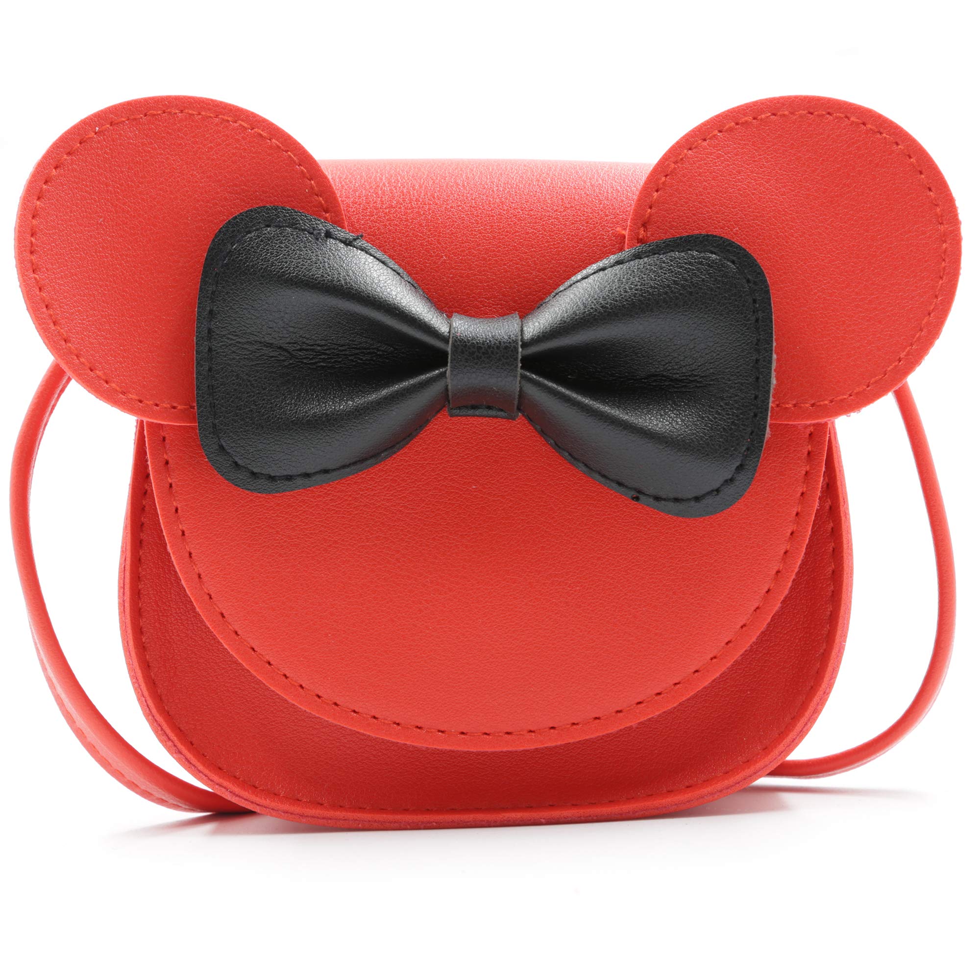HXQ Little Mouse Ear Bow Crossbody Purse,PU Shoulder Handbag for Kids Girls Toddlers