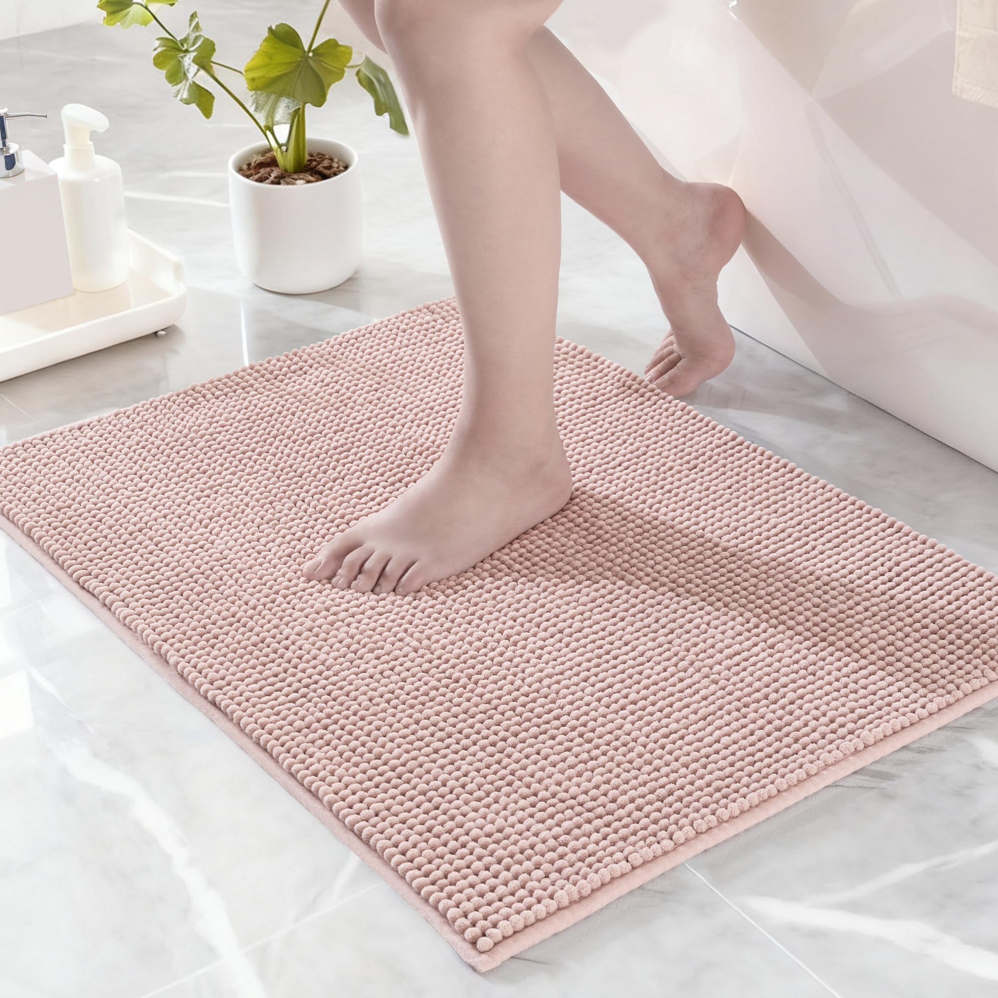 Exclusivo Mezcla Bathroom Rugs Mat 17x24 Extra Soft Absorbent Chenille Bath Rugs Mat Quick Dry Machine Washable Bath