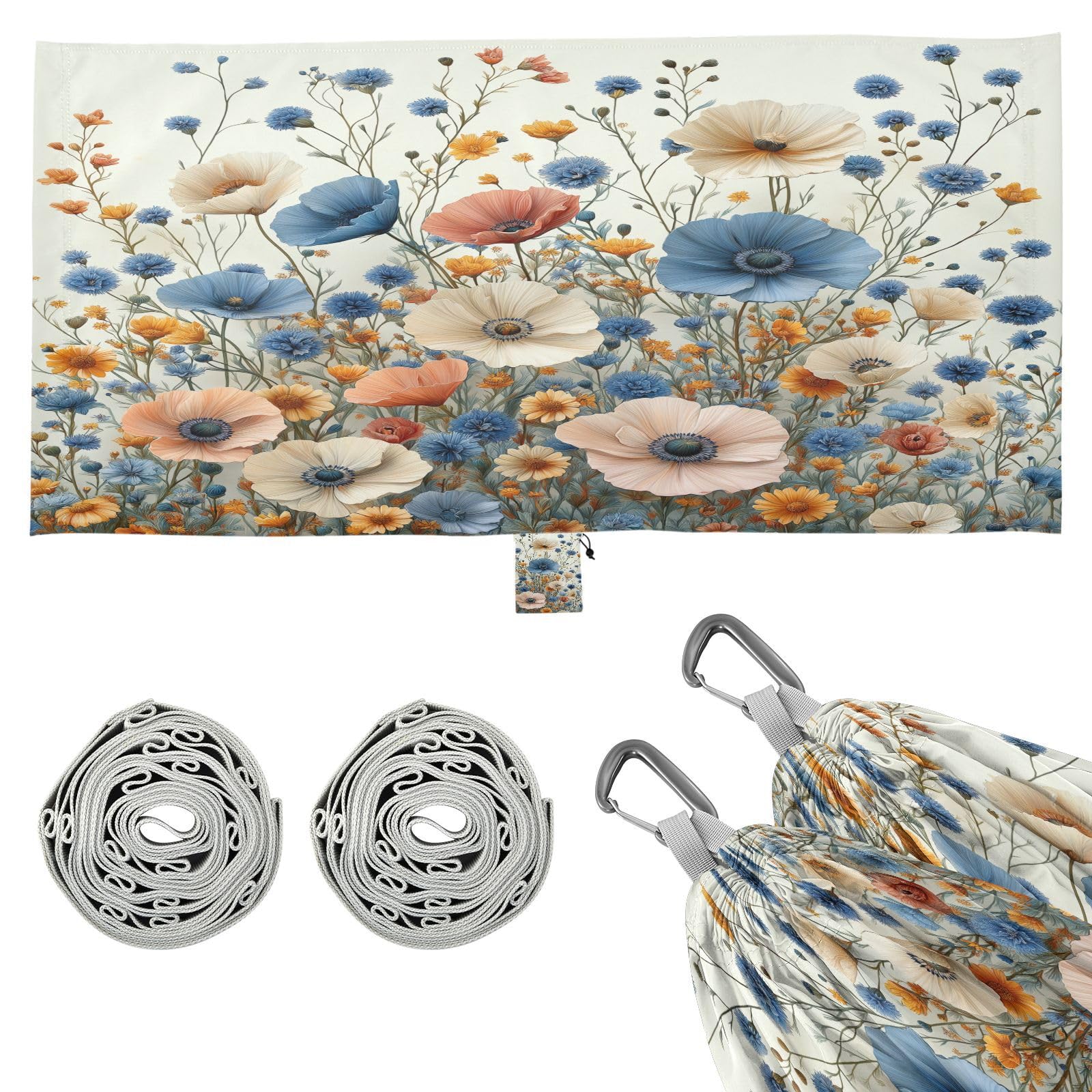 ATTX Pastel Flowers Camping Hammock - Lightweight & Portable Hammocks, Heavy Duty 330lbs Capacity for Indoor, Hiking, Backpacking, Travel, Backyard, Beach#38