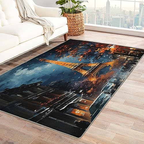 Alfombras de la torre Eiffel para dormitorio, alfombra de la torre Eiffel y decoración del hogar, alfombra de 2 x 3 pies, alfombras París para