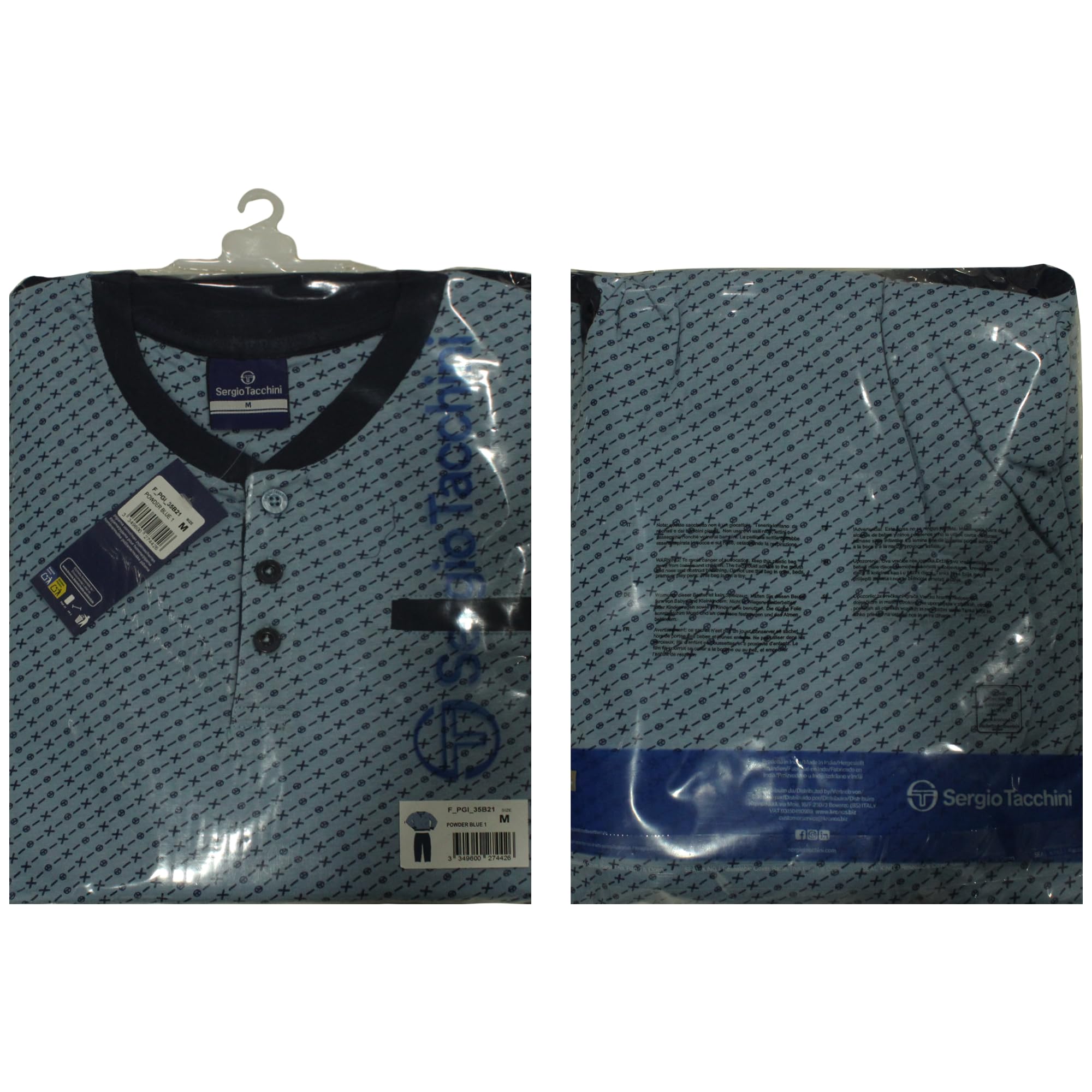 Sergio Tacchini Pigiama da Uomo in Jersey di Cotone