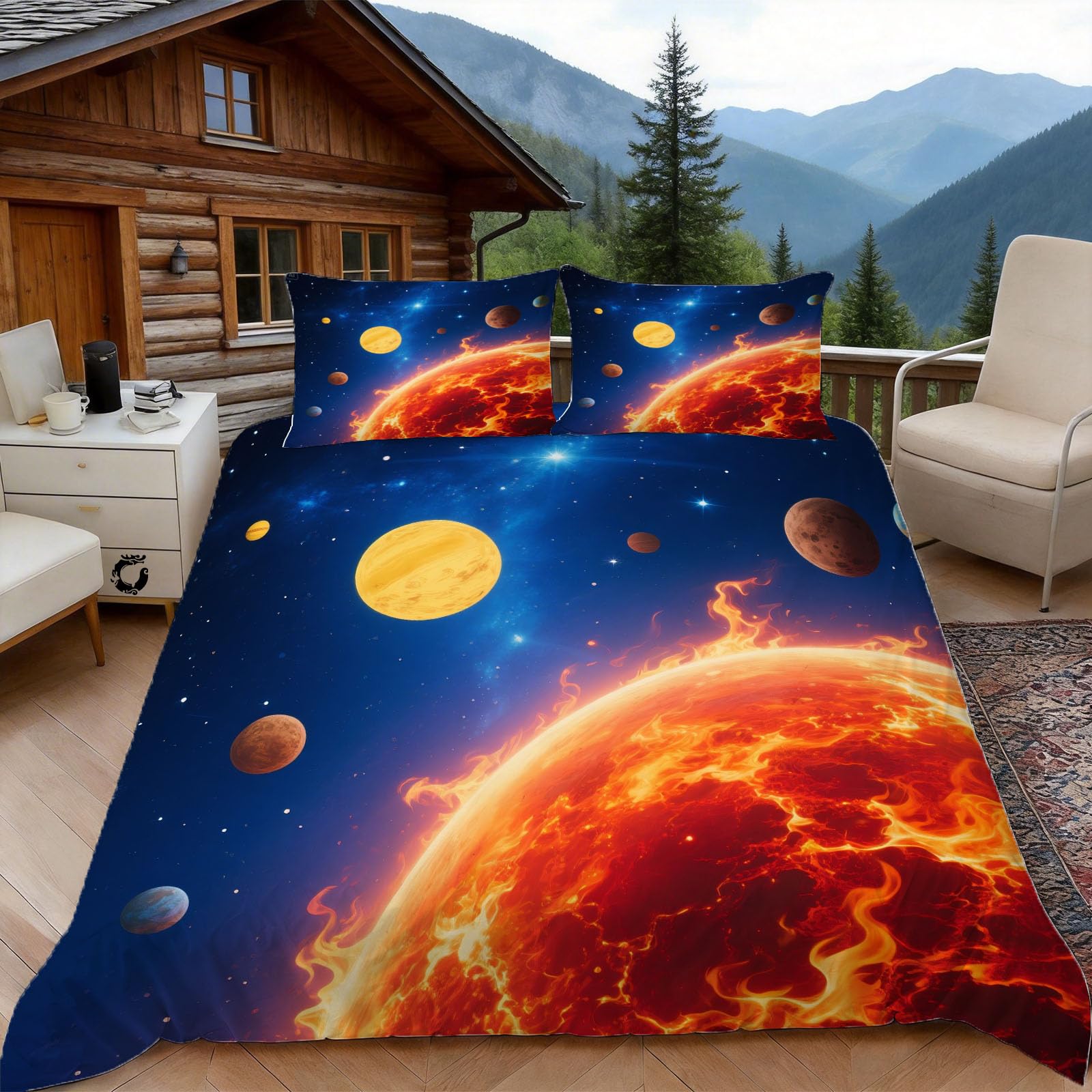 Housse de couette système solaire 200x200 en microfibre premium